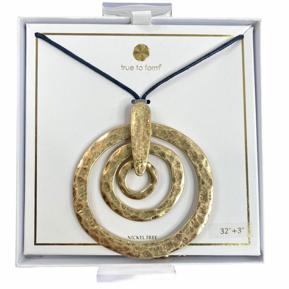 True to Form Jewelry - True to Form Hammered Circular Pendant with Rope